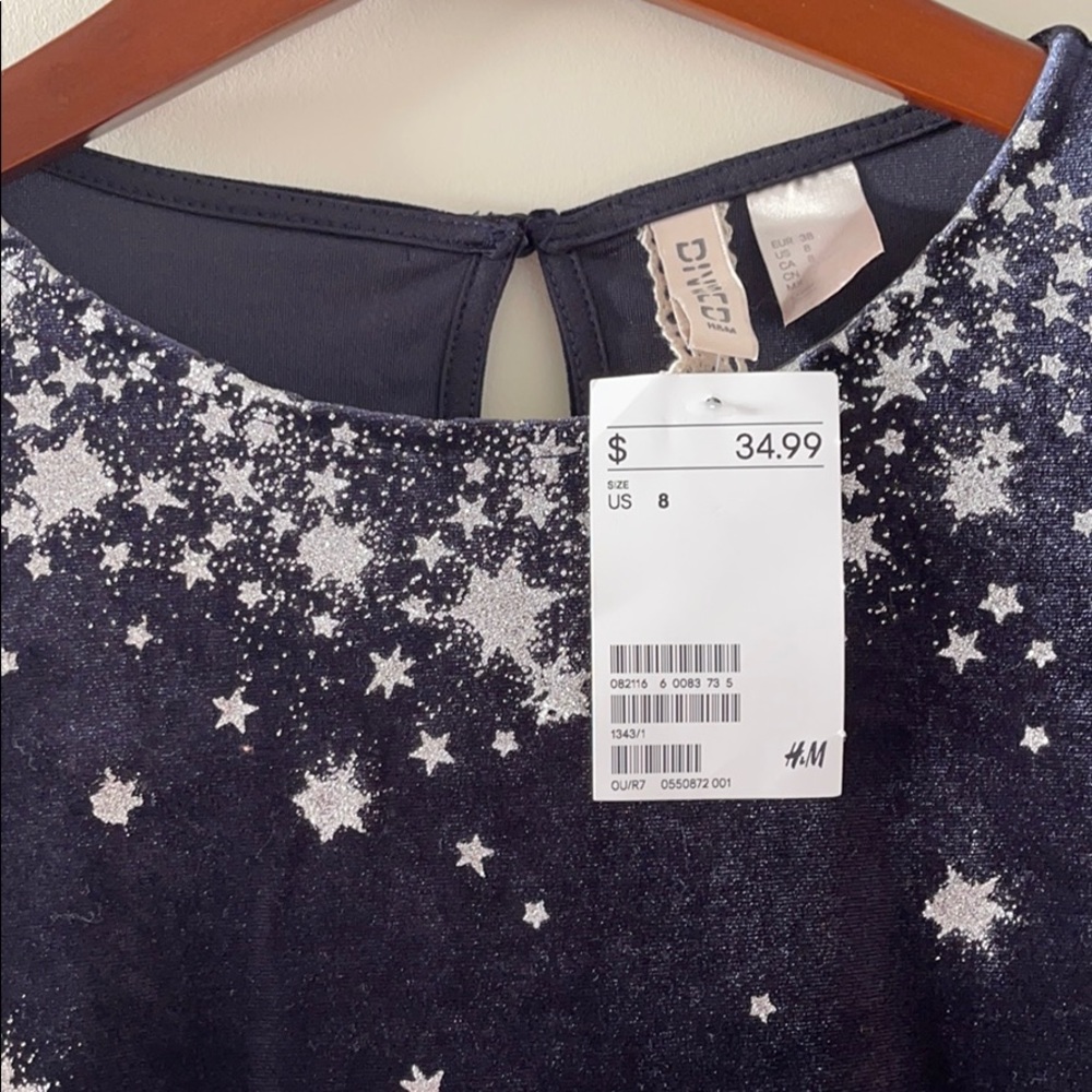 H&M Long Sleeve Navy Velour Dress with Sparkle ✨ 8 - Picture 6 of 8